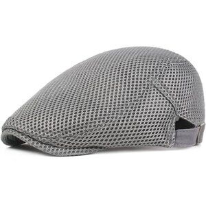 Mens Breathable Mesh Summer Hat Adjustable Newsboy Beret Ivy Cap Cabbie Flat